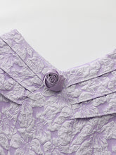 Load image into Gallery viewer, Lavender 3D Rose Vintage Pleated V-Neck Swing Dress