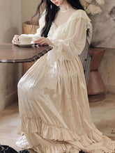 Load image into Gallery viewer, Edwardian Victorian Champagne Lace Jacquard Vintage Wedding Dress