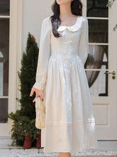 Load image into Gallery viewer, Vintage White Peter Pan Collar Long Sleeve Swing Dress