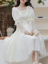 Load image into Gallery viewer, Sweet Victorian Lace Square Collar Corset Short Sleeve Wedding Mini Dress