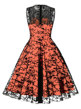 Load image into Gallery viewer, 1950S Lace Semi-Sheer Flocking Printing Vintage Dress