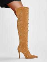 Load image into Gallery viewer, Yellow High Heel Pointed Toes Luxury Rivet Boots Shoes