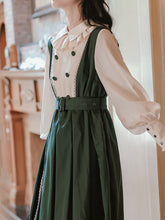 Load image into Gallery viewer, Dark Green Fake 2-Piece Vintage Preppy Vintage Dress