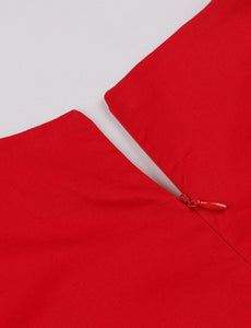 Red Halloween Spider Embroidery Cap Sleeve 1950S Swing Dress