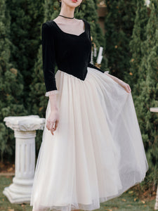 Ballet Sweet Collar Vintage Little Black And White Dress