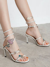 Load image into Gallery viewer, Luxury Strappy Rhinestone Wrap Around Heels Vintage Sandals
