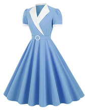 Load image into Gallery viewer, Yellow V Neck Short Sleeve Swing Vintage 1950S Dress With Belt