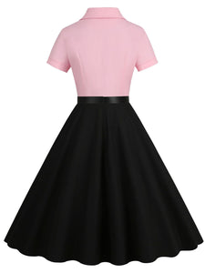 Wine Red Solid Color 1950S Vintage Shirt Swing Dress