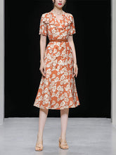 Load image into Gallery viewer, Orange Ruffles V Neck Puff Sleeve Princess Mermaid 1960S Dress
