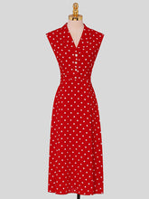 Load image into Gallery viewer, Red Polka Dots V-neck Hepburn Same Style Chiffon Dress