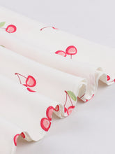 Load image into Gallery viewer, White V Neck Cherry 1950s Vintage Swing Dress