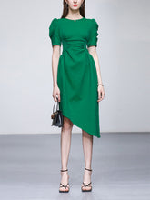 Load image into Gallery viewer, Emerald Green Crew Neck Irregular Hem 1960S Vintage Dress