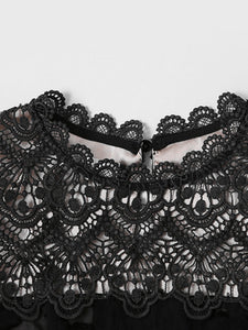 Black Semi Sheer Lace Long Sleeve 1950S Vintage Dress