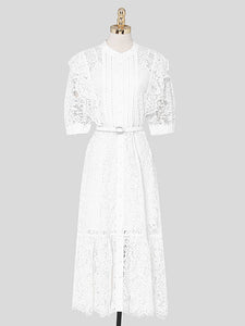 White Lace Ruffled Fairy Dress Wedding 1950S dress