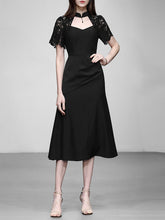Load image into Gallery viewer, 1950S Swing Queen Anne Lace Neckline Little Black Dress