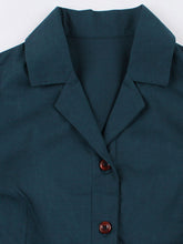 Load image into Gallery viewer, 1950S Turndown Collar Solid Color Short Sleeve Vintage Dress