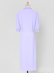Light Purple V Neck Tulip Hem 1960S Vintage Dress