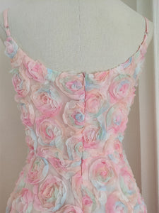 Rose Luxury Spaghetti Strap High Waist Swing Party Dress