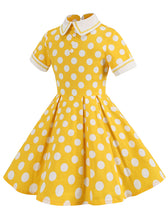 Load image into Gallery viewer, Kids Little Girls&#39; Dress Polka Dots Peter Pan Collar 1950S Dress With Pockets