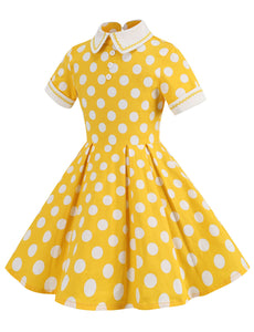 Kids Little Girls' Dress Polka Dots Peter Pan Collar 1950S Dress With Pockets