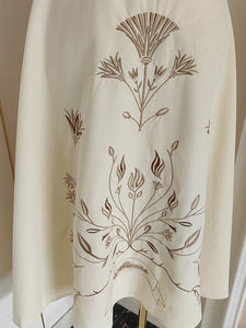 Apricot Embroidered Spaghetti Strap Vintage Dress