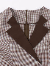 Load image into Gallery viewer, 1950s Black V Neck Plaid 3/4 Sleeve Vintage Swing Dress With Belt