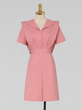 Load image into Gallery viewer, Pink Sailor Style Fake Two Piece Design 1950S Vintage Dress