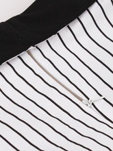 Load image into Gallery viewer, 1950S Black Stripe Turndown Collar Short Sleeve Vintage Dress