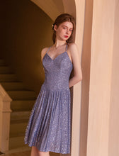 Load image into Gallery viewer, V Neck Strap Balletcore Sequins Vintage Dress Party Dress