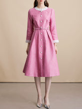 Load image into Gallery viewer, Pink Sequins Long Sleeve Classic 1950S Vintage Dress Coat With Belt