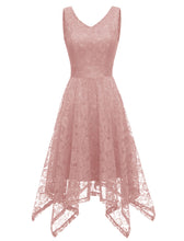 Load image into Gallery viewer, Autumn Lace V Neck Sleeveless Irregular Hem 50s Party Dress