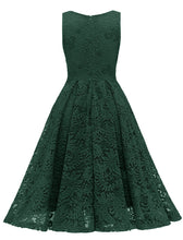 Load image into Gallery viewer, Solid Color Lace Sleeveless V Neck 50s Party Swing Dress
