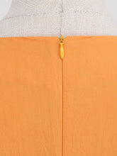 Load image into Gallery viewer, Orange Square Collar Puff Sleeve 1950S Cotton Dress