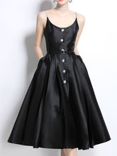 Load image into Gallery viewer, Pink Luxury Diamond Strap Satin Prom Dress With Pockets