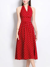 Load image into Gallery viewer, 1950S Hepburn Style Outfits Polka Dots Halter Swing Dress