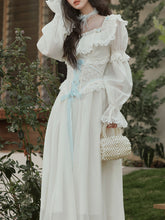 Load image into Gallery viewer, White Victorian Style Off-Shoulder Lace Corset Wedding Gown Wedding Maxi Dress