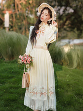 Load image into Gallery viewer, White Edwardian High Neck Lace Embroidered Vintage Dress