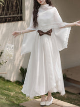 Load image into Gallery viewer, 2PS White Lace Chiffon Cape Vintage Dress Set