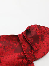 Load image into Gallery viewer, Red Jacquard One Shoulder Ruffle Bodycon Dress