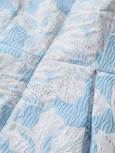 Load image into Gallery viewer, Baby Blue Luxury 3D Floral Brocade One Shoulder Cap Sleeve Vintage Party Gown