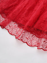 Load image into Gallery viewer, Women's Red &amp; Black Spliced Lace Dress with Capelet Shoulder