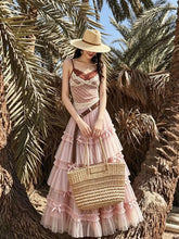 Load image into Gallery viewer, Pink Bohemian Polka Dots Camisole Top and Maxi Skirt Set