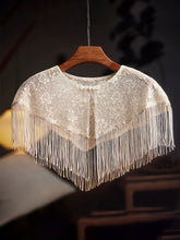 Load image into Gallery viewer, 1920s Flapper Cape Great Gatsby Costume Lace Shawl Fringe Tassel