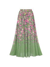 Load image into Gallery viewer, 3PS Sage Green Vintage Halter Cutout Pastel Flower Print Monokini and Flowy Beach Long Skirt Swimsuit Set