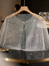 Load image into Gallery viewer, Glitter Sequined Cape Wedding Shawl 1920s Flapper Great Gatsby Costume Silver Mesh Shrug Evening Dress Wrap Women