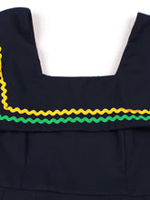 Load image into Gallery viewer, Navy Square Collar 1950s Swing Dress