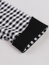 Load image into Gallery viewer, Black White Plaid V Neck 1950s Three-Quarter Sleeves Swing Dress