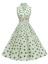 Load image into Gallery viewer, 1950s Vintage Audrey Hepburn Style Green Polka Dots Swing Dress with Pockets