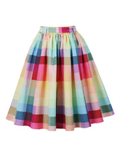 Load image into Gallery viewer, 1950S Rainbow Plaid Print High Waist Swing Vintage Skirt