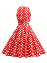 Load image into Gallery viewer, 1950s Vintage Polka Dots Sleeveless Retro Swing Dress